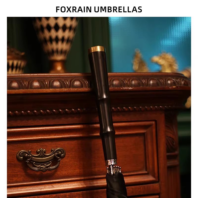 foxrain英式复古绅士贵族伞长柄雨伞男黑檀木柄自动大号高级定制