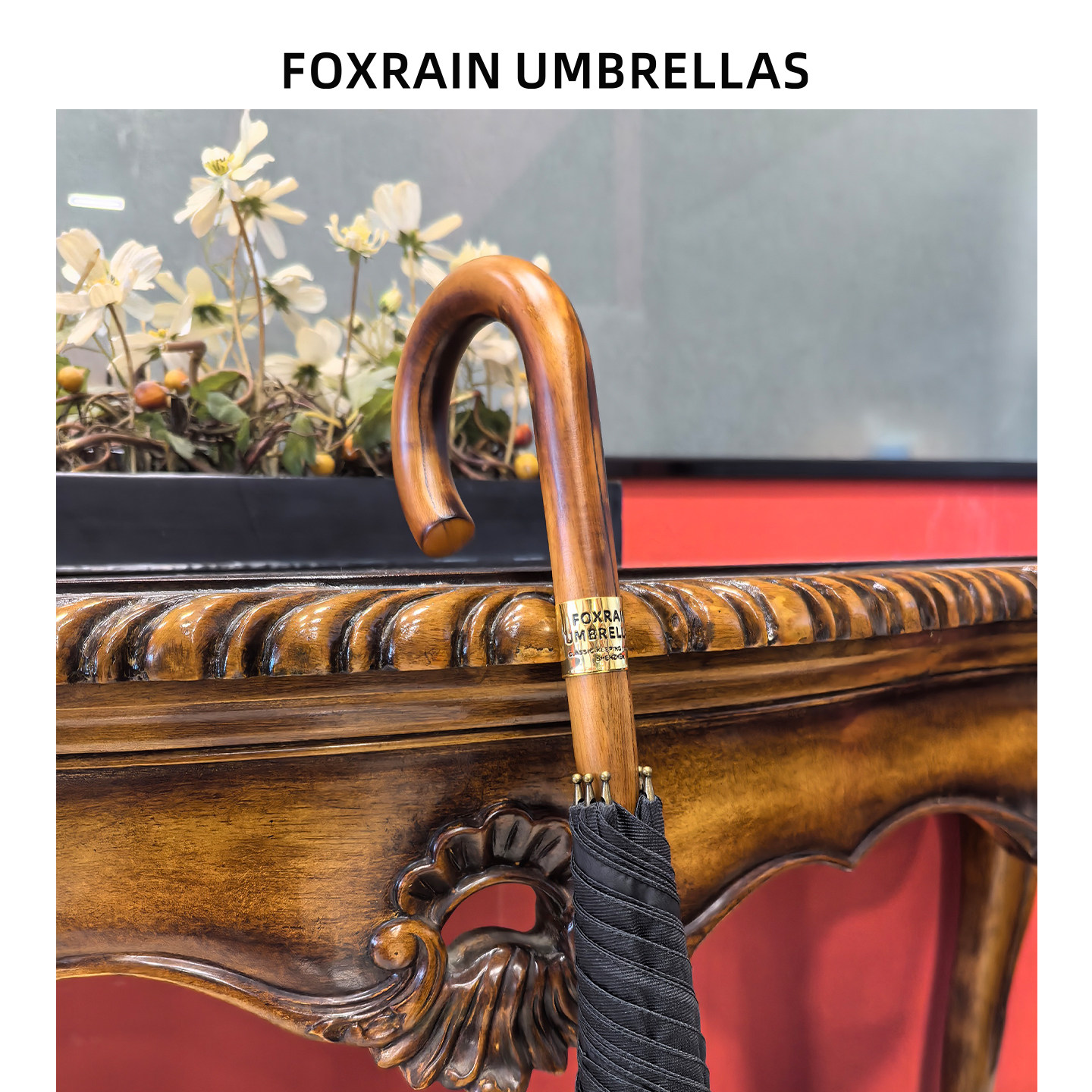 FOXRAIN一体木手动高端雨伞