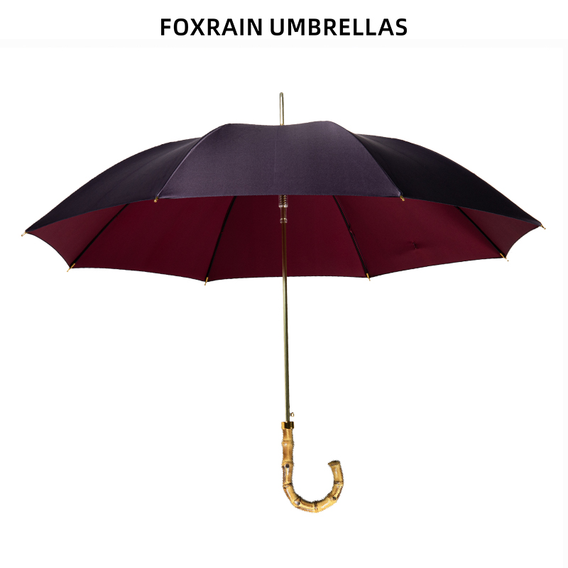 英式贵族双色布竹弯柄长柄伞