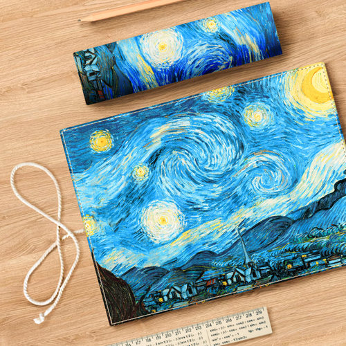 墨染文坊梵高星月夜卷笔帘笔袋