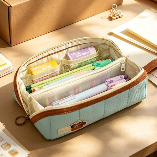 【TPU斜纹布】防污菱形笔袋高颜值ins风初中生文具盒女生简约2026新款小学生女孩一年级铅笔盒男耐脏高中学生