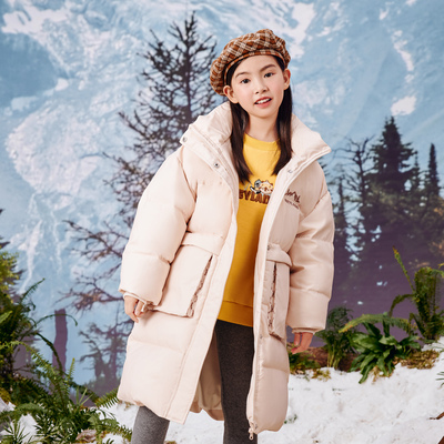 男生女生女大童长款连帽羽绒服保暖外套NCYAJ43566A