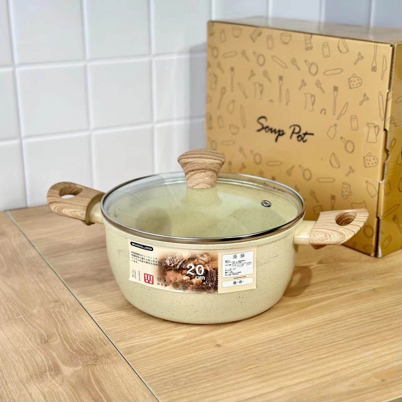 麦饭石双耳汤锅不沾锅蒸锅炖锅家用煲汤锅电磁炉专用加深蒸锅燃气