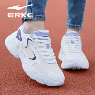 女鞋 轻便舒适妈妈跑步鞋 2025秋季 皮面老爹鞋 子 新款 鸿星尔克运动鞋