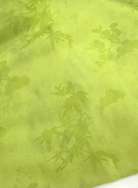 一米价 淡绿色底竹子图案玻璃纱面料 夏季 连衣裙 服饰 布料