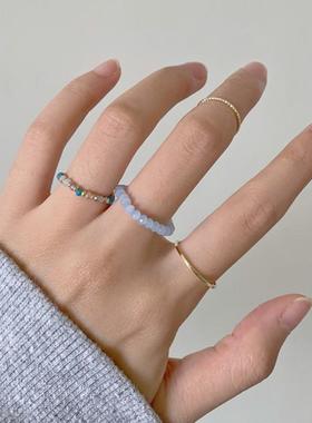 彩色醋酸串珠四件套戒指