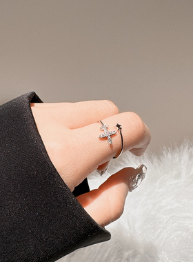 爱心双层锆石戒指女时尚个性小众设计高级感食指戒开口指环