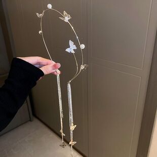 镶钻蝴蝶仙女流苏发箍轻奢森系超仙头饰高级感小众设计头箍发饰