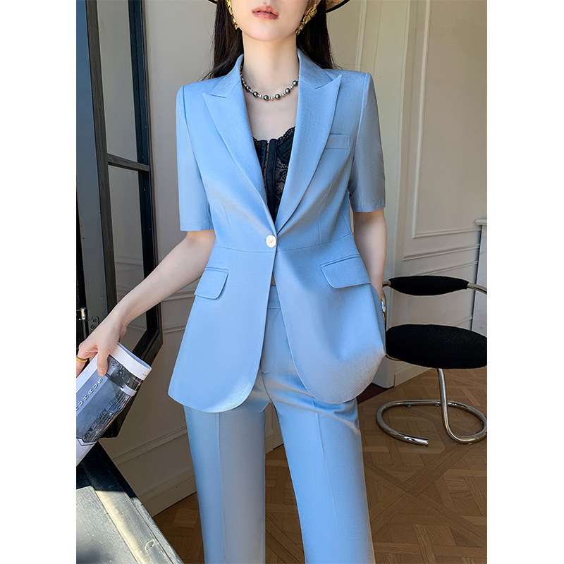休闲西装套装女夏季薄款2026新款职业正装气质女神范高端短袖西服