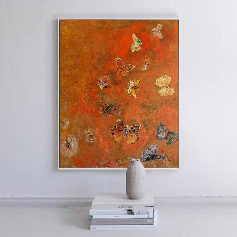 Odilon Redon《Evocation of butterflies》竖版现代轻奢装饰画