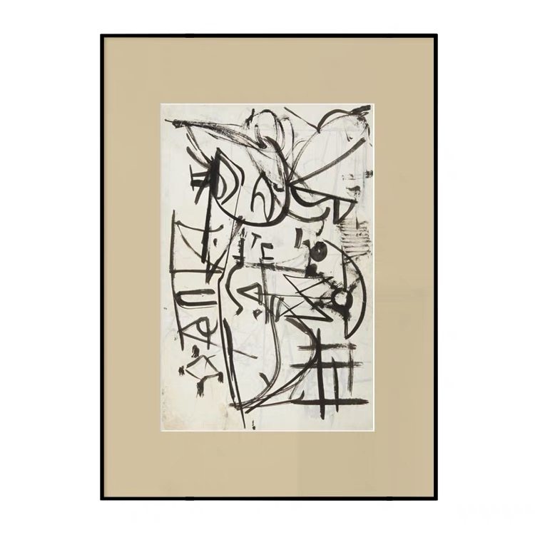 旧岛的诗 现代抽象艺术装饰画线条黑色franzkline大师高级感挂画