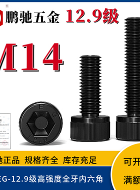 鹏驰EG-12.9级全牙高强度内六角螺丝螺钉内六方螺栓M14*25*40*150