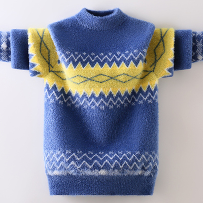 水貂绒毛衣男童韩版冬季