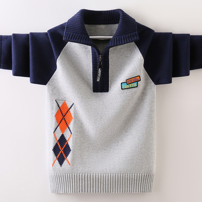 男童半高领毛衣秋冬加绒加厚