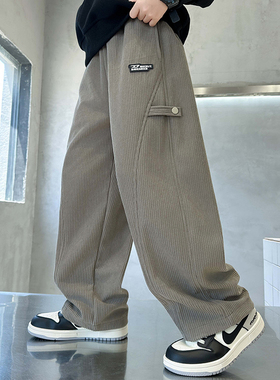 男童裤子2025新款儿童运动裤男大童直筒长裤宝宝加绒加厚休闲裤冬