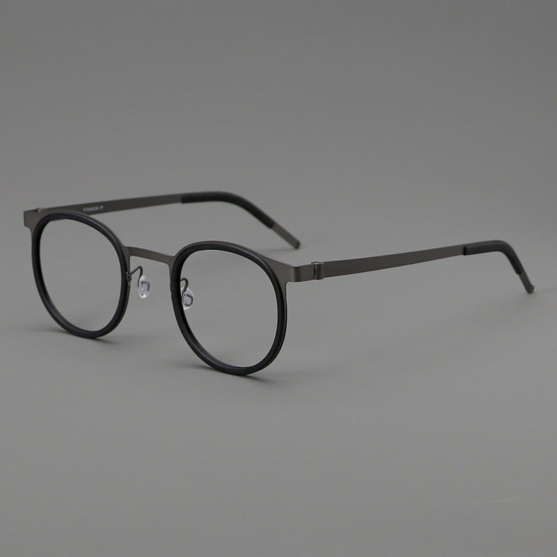 木川眼镜框男复古钛架无螺丝钛片