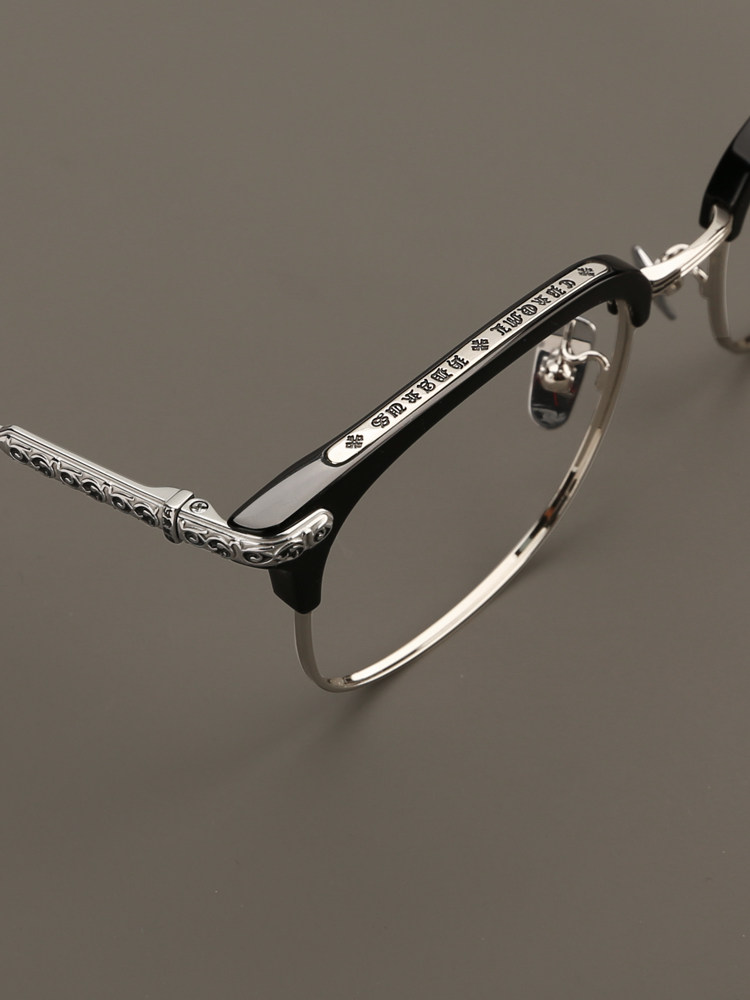 沐川155mm大脸纯钛眼镜框架男士覆古大尺寸加宽胖眉线半框近视眼