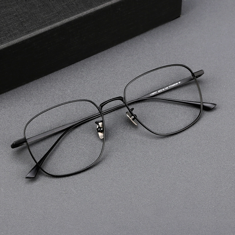 木川超轻纯钛近视眼镜男款黑色