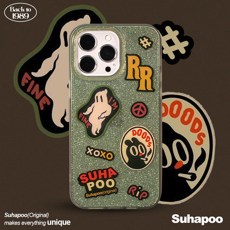 suhapoo壳内策展 坏坏标签手机壳 iphone16plus苹果15原创14max小众13pro保护套ins风双层闪粉壳