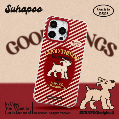 suhapoo壳内策展 复古红条纹手机壳iPhone17promax苹果16原创15ins风16pro14plus全包