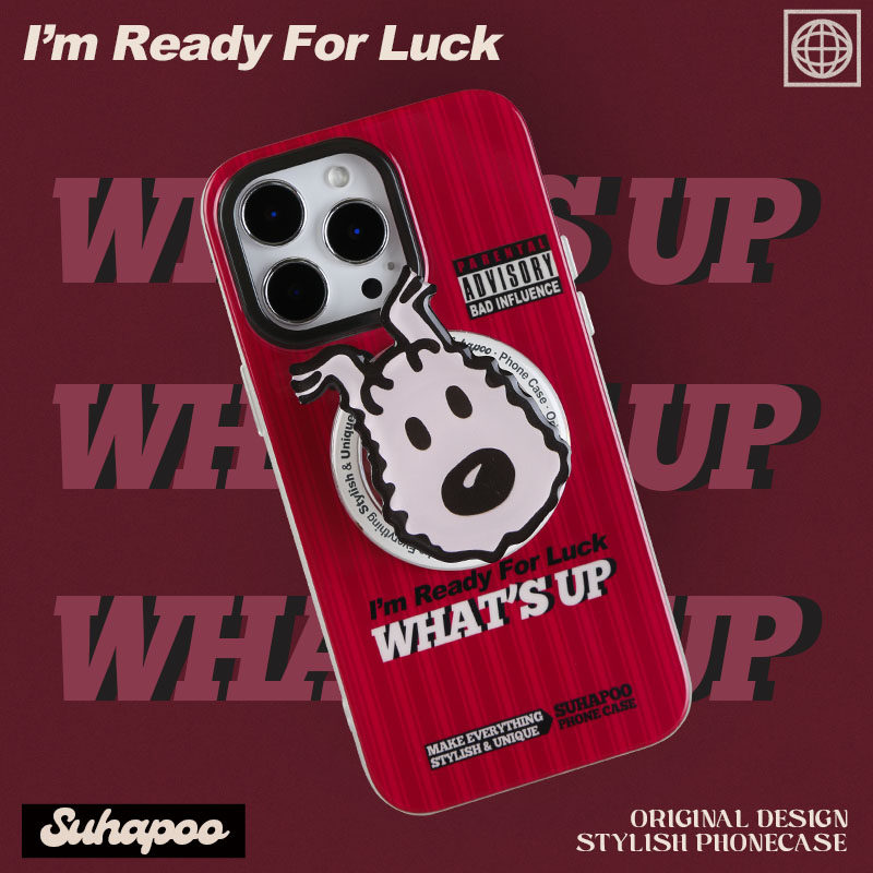 suhapoo壳内策展 红色大头丁丁狗磁吸附手机壳iPhone17promax苹果16原创15ins风16pro14plus全包美式复古