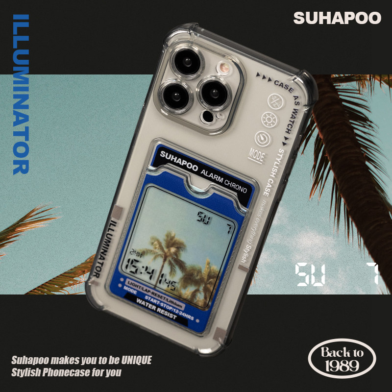 suhapoo壳内策展 电子手表卡包手机壳 iPhone17promax手机壳16苹果15原创ins风xr14pro plus美式复古保护套