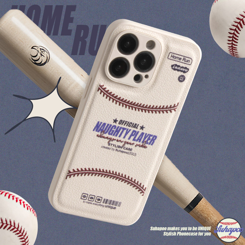 suhapoo壳内策展 原创棒球皮质手机壳iPhone17promax苹果16新款13简约ins15pro14plus全包美式复古小众电话壳