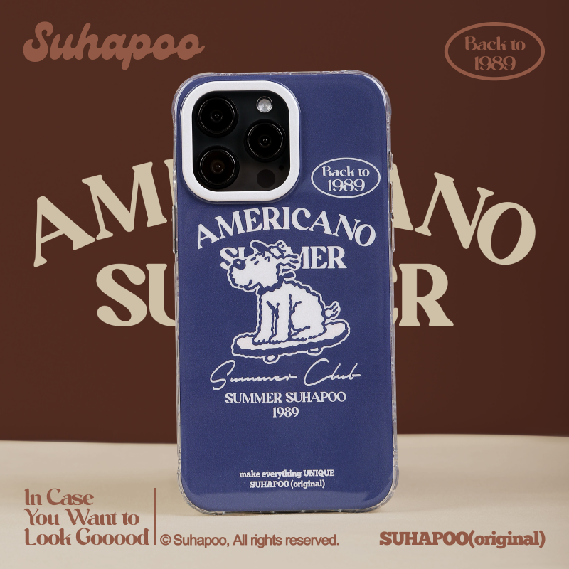 suhapoo壳内策展 蓝白滑板丁丁狗手机壳iPhone17promax苹果16原创15ins风16pro14plus全包