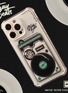 suhapoo壳内策展 黑胶唱片机卡包透明手机壳iphone17plus苹果16原创15max小众14pro手机套ins美式复古电话壳