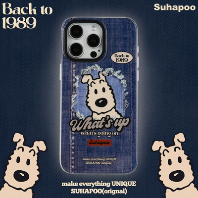 suhapoo壳内策展 破洞牛仔丁丁狗磁吸附手机壳iPhone17promax苹果16原创15ins风16pro14plus全包美式复古