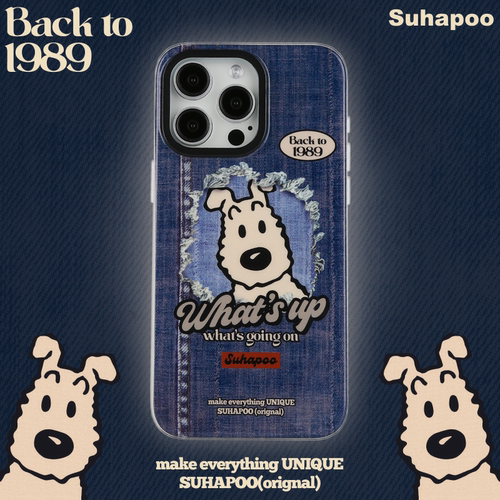 suhapoo壳内策展 破洞牛仔丁丁狗磁吸附手机壳iPhone17promax苹果16原创15ins风16pro14plus全包美式复古