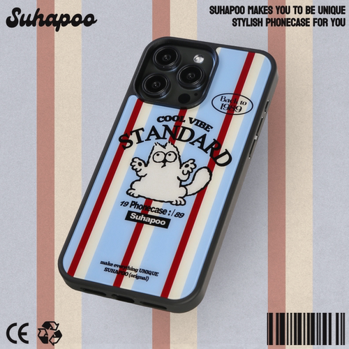 suhapoo壳内策展 条纹西蒙猫磁吸附手机壳iPhone17promax苹果16原创ins风15pro14plus全包美式复古
