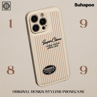 suhapoo壳内策展 复古窄细条纹皮质手机壳iphone16plus苹果15原创14max小众13pro保护套ins风潮流壳子