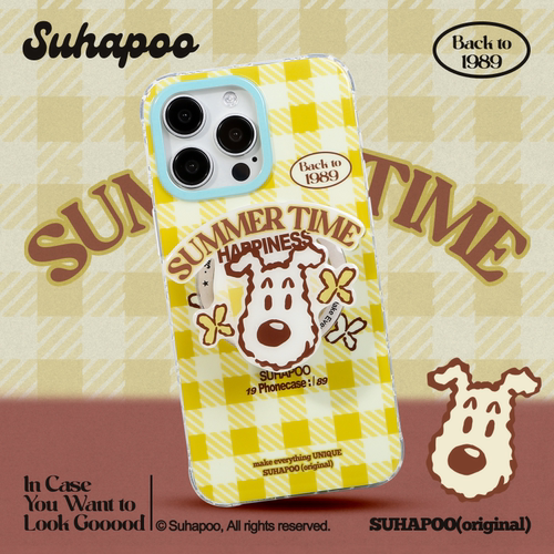 suhapoo壳内策展 黄蓝撞色格纹手机壳iPhone17promax苹果16原创15ins风16pro14plus全包