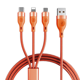 MKO超级快充数据线三合一拖3充电器一拖三车载66W万能通用手机usb多头二用多功能适用于安卓苹果typec华为6a