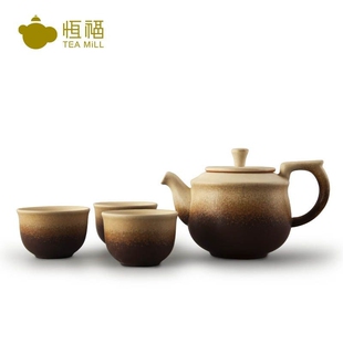恒福古陶飞跃茶壶组特价功夫茶具套装一壶三杯陶制茶具