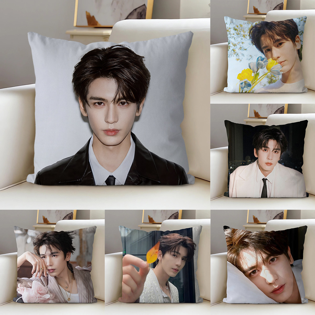 张凌赫沙发抱枕客厅卧室轻奢高级感靠枕可印照片枕套来图定制靠垫