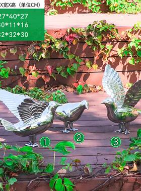 户外不锈钢镜面鸽子雕塑创意抽象海鸥小鸟售楼处草坪花园景观摆件