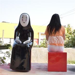 玻璃钢无脸男落地商场开业日式 饰摆件卡通动漫千与千寻雕塑 礼物装