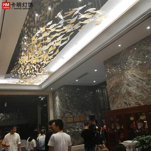 酒店波浪形枫叶吊灯电梯厅楼梯灯走廊过道灯餐厅会所装饰灯具
