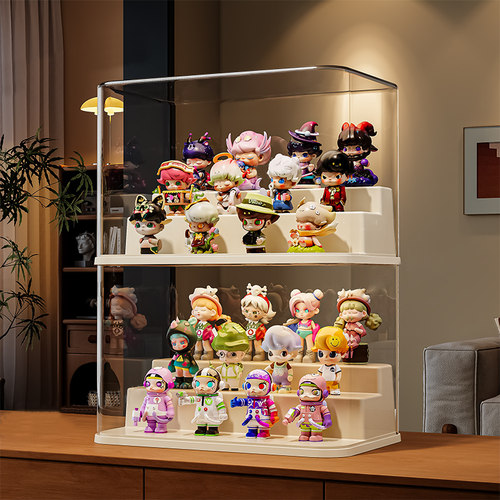盲盒展示架收纳透明亚克力阶梯手办防尘展示柜适用泡泡玛特展示盒