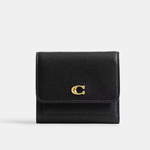 正品COACH蔻驰Mila小号钱包女士卡包C标皮质翻盖三折零钱包CAO13