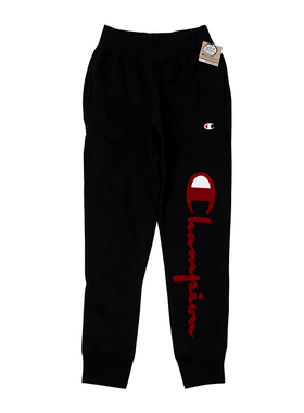 CHAMPION美版冠军春季男士植绒字母印花加绒保暖束脚运动休闲裤