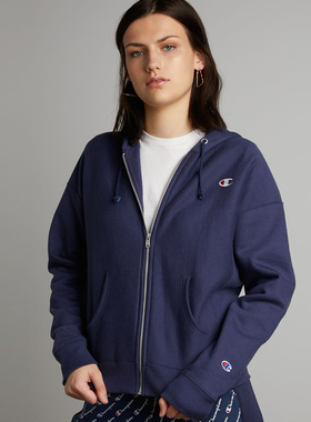 换季清仓】正品CHAMPION冠军外套女刺绣标加绒开衫运动连帽卫衣