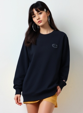 CHAMPION美版冠军春季新款加绒男女情侣套头长袖卫衣宽松运动衫潮