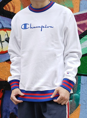 断码清仓】CHAMPION美版冠军春季男士潮流刺绣字母Logo加绒卫衣