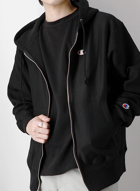 断码清仓】正品CHAMPION美版冠军外套女加绒拉链连帽卫衣男潮牌