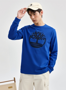 断码清仓】TIMBERLAND添柏岚长袖T恤男纯棉圆领大树标印花打底衫