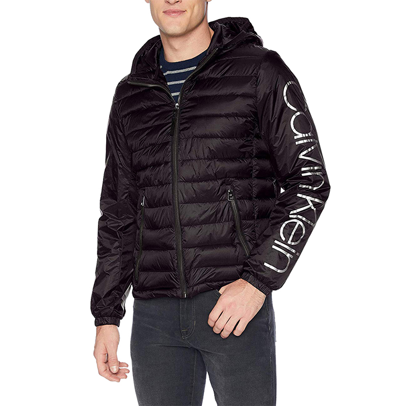 calvin klein秋冬季新款男装ck男士休闲印花防风夹棉保暖尼龙外套