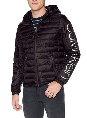 Calvin Klein春季季新款男装CK男士休闲印花防风夹棉保暖尼龙外套